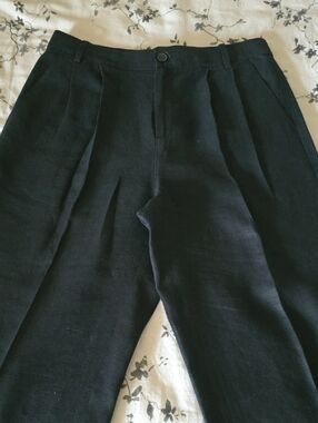 NWOT Banana Republic Black Pleated  Dress Linen Trousers